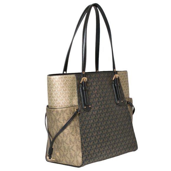 Michael Kors EW Voyager Tote in Black and Metallic Gold - NWT - Picture 2 of 2